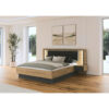 BEDDENSET 160 cm x 200 cm, textiel, houtmateriaal grijs, ambachtelijk eiken