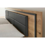 BEDDENSET 160 cm x 200 cm, textiel, houtmateriaal grijs, ambachtelijk eiken thumbnail 6
