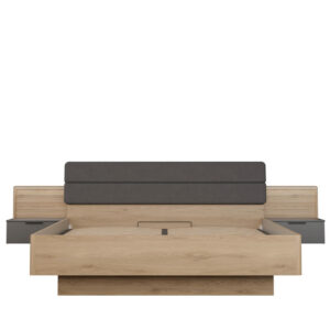 BEDSET x , metaal, kunststof, textiel, houtmateriaal grijs, eikenkleur