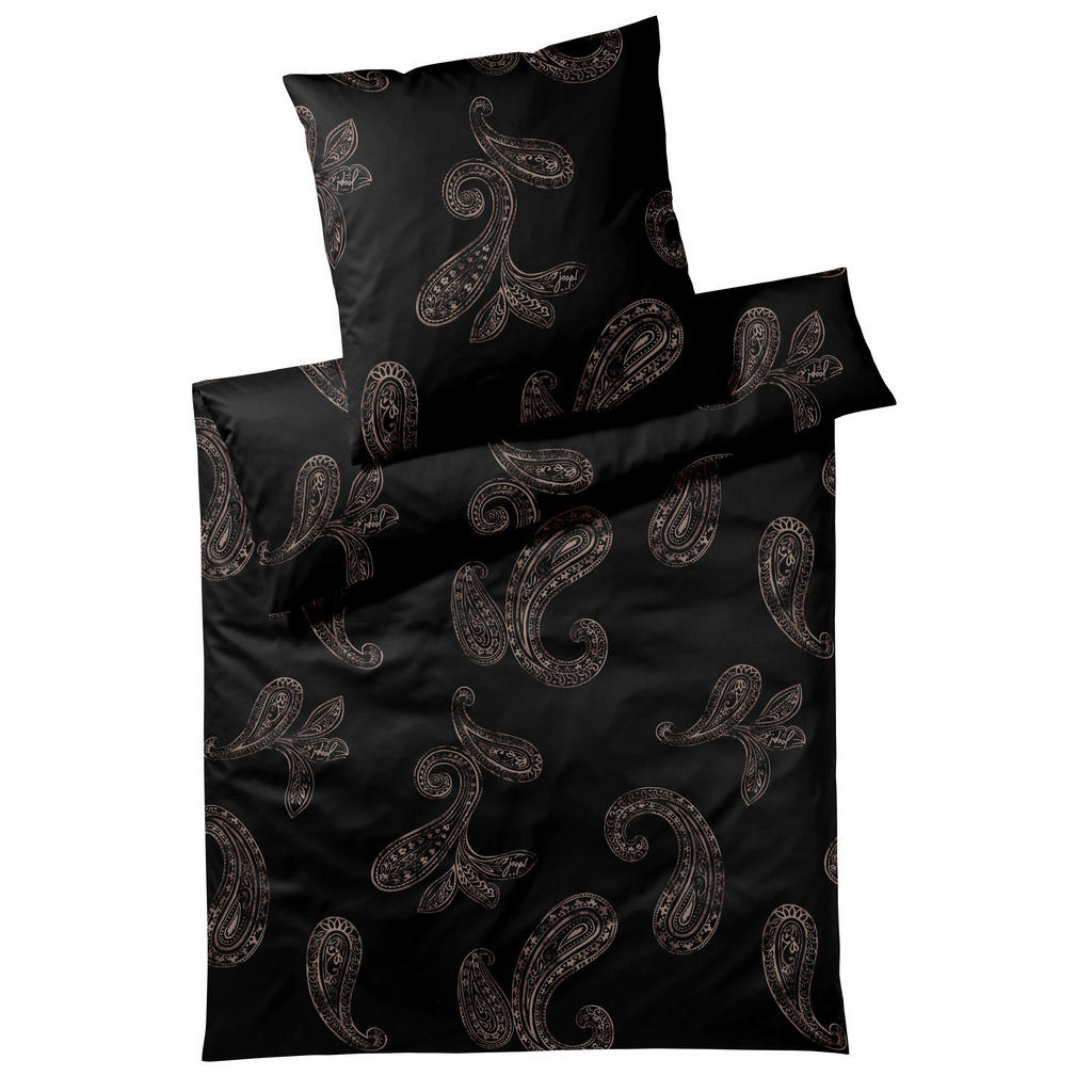 BEDDENGOED PAISLEY 200/200 cm mako satijn zwart