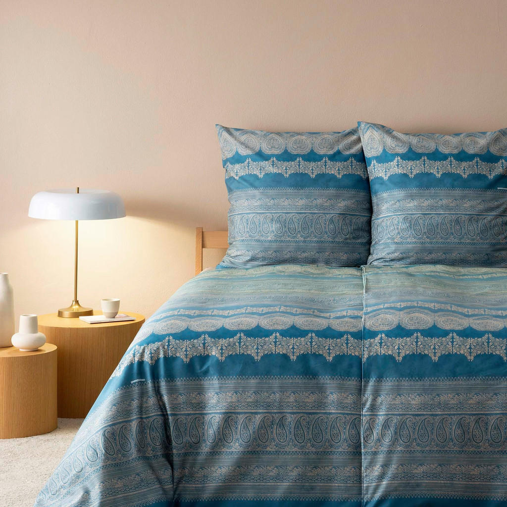 BEDDENGOED 200/200 cm satijn lichtblauw