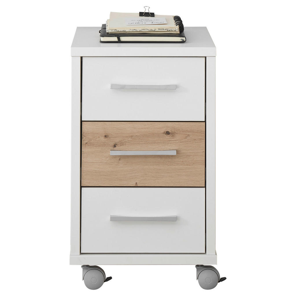 LADE OP WIELEN wit, eikenkleur