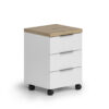 LADE OP WIELEN, eikenkleur, wit