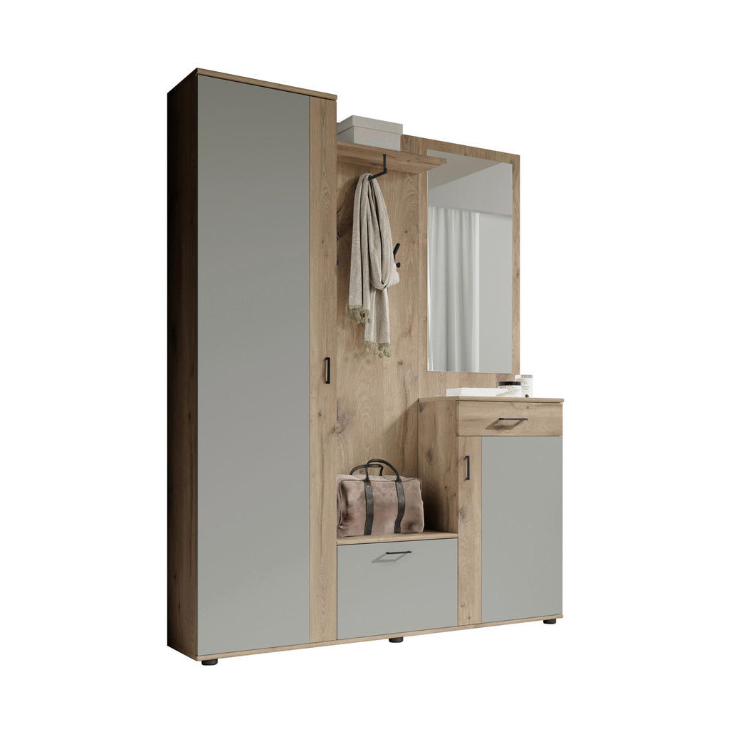 HALKAMER grijs, eikenkleur