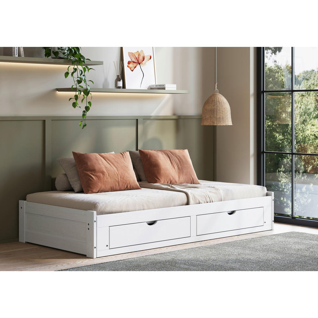 UITSCHUIFBAAR BED 90-180 cm x 200 cm, wit