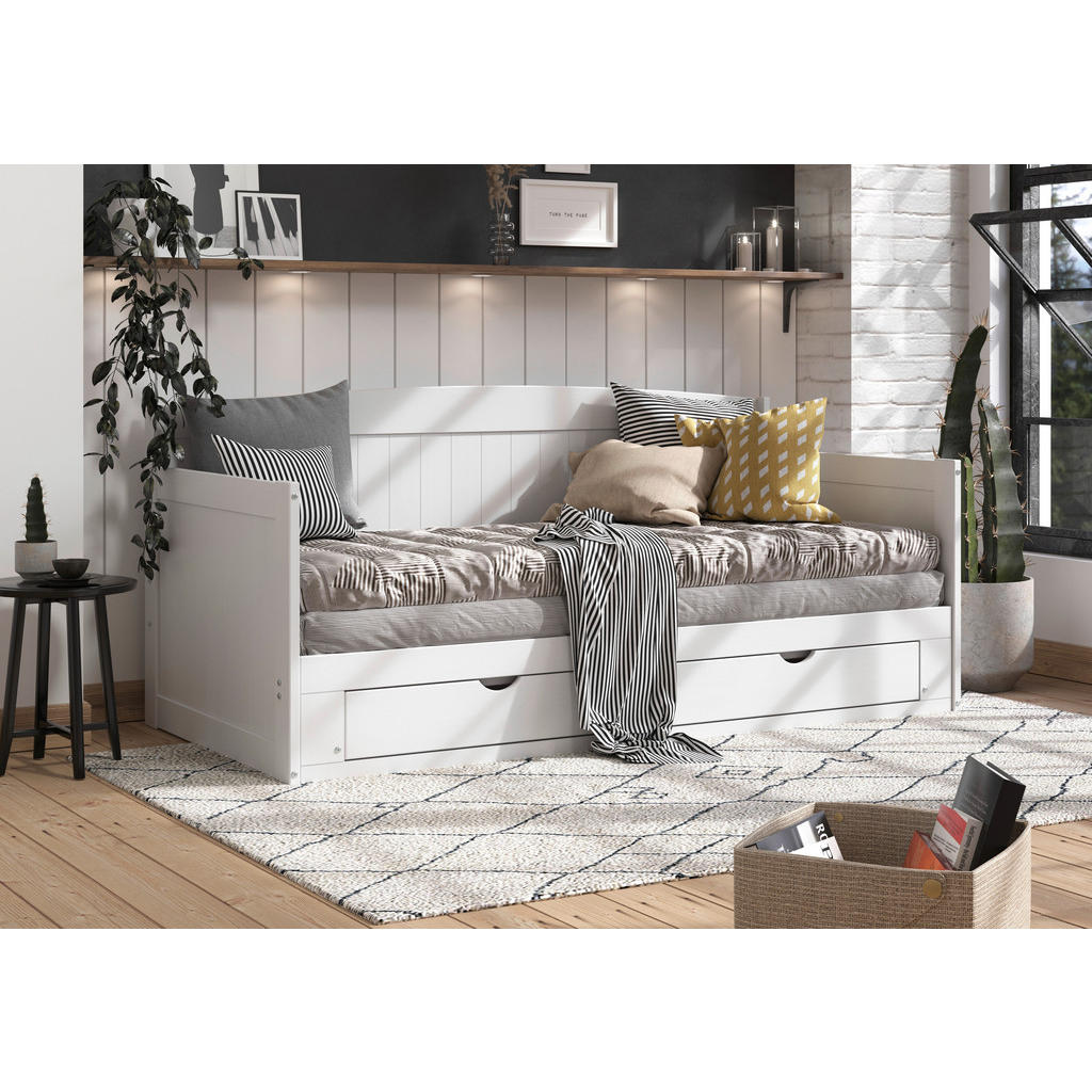 UITSCHUIFBAAR BED 90 cm x 200 cm, wit