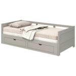 UITSCHUIFBAAR BED 90-180 cm x 200 cm, bruingrijs thumbnail 2