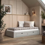 UITSCHUIFBAAR BED 90-180 cm x 200 cm, bruingrijs thumbnail 5