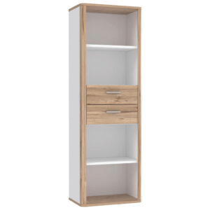 REGAL 65,5/198,3/41,3 cm wit, eikenkleur