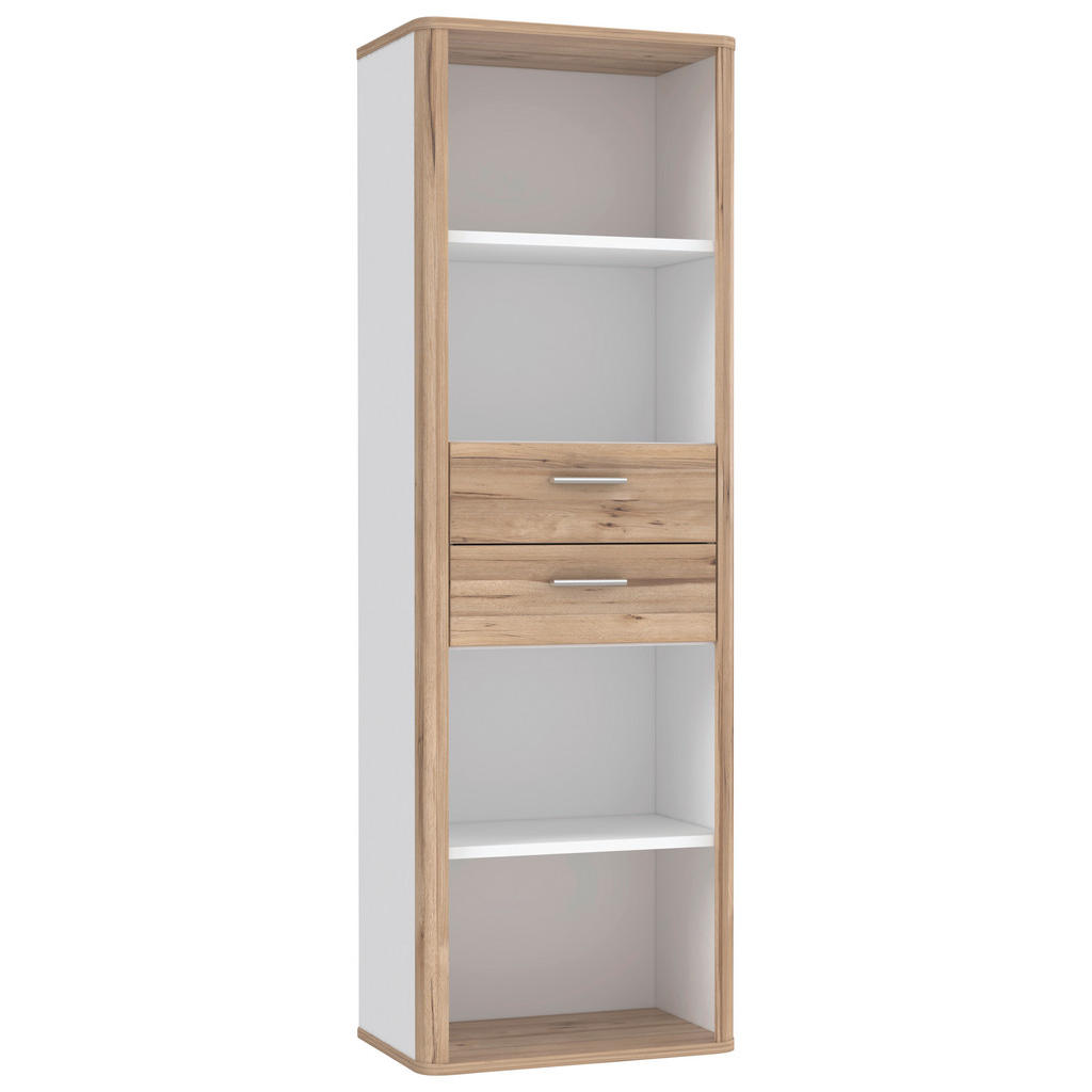 REGAL 65,5/198,3/41,3 cm wit, eikenkleur