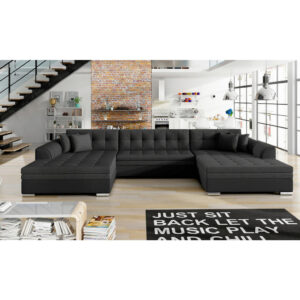 ZITSET, gladde stof antraciet, zwart