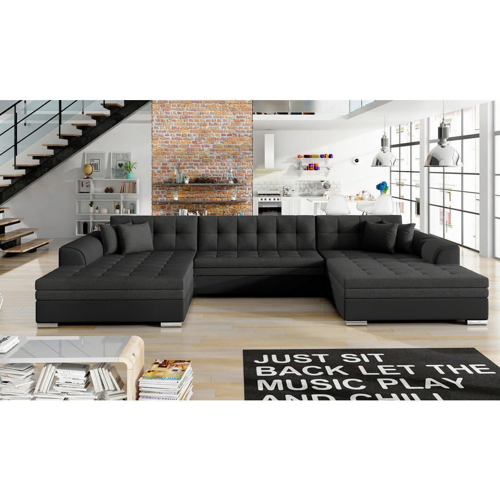 ZITSET, gladde stof antraciet, zwart