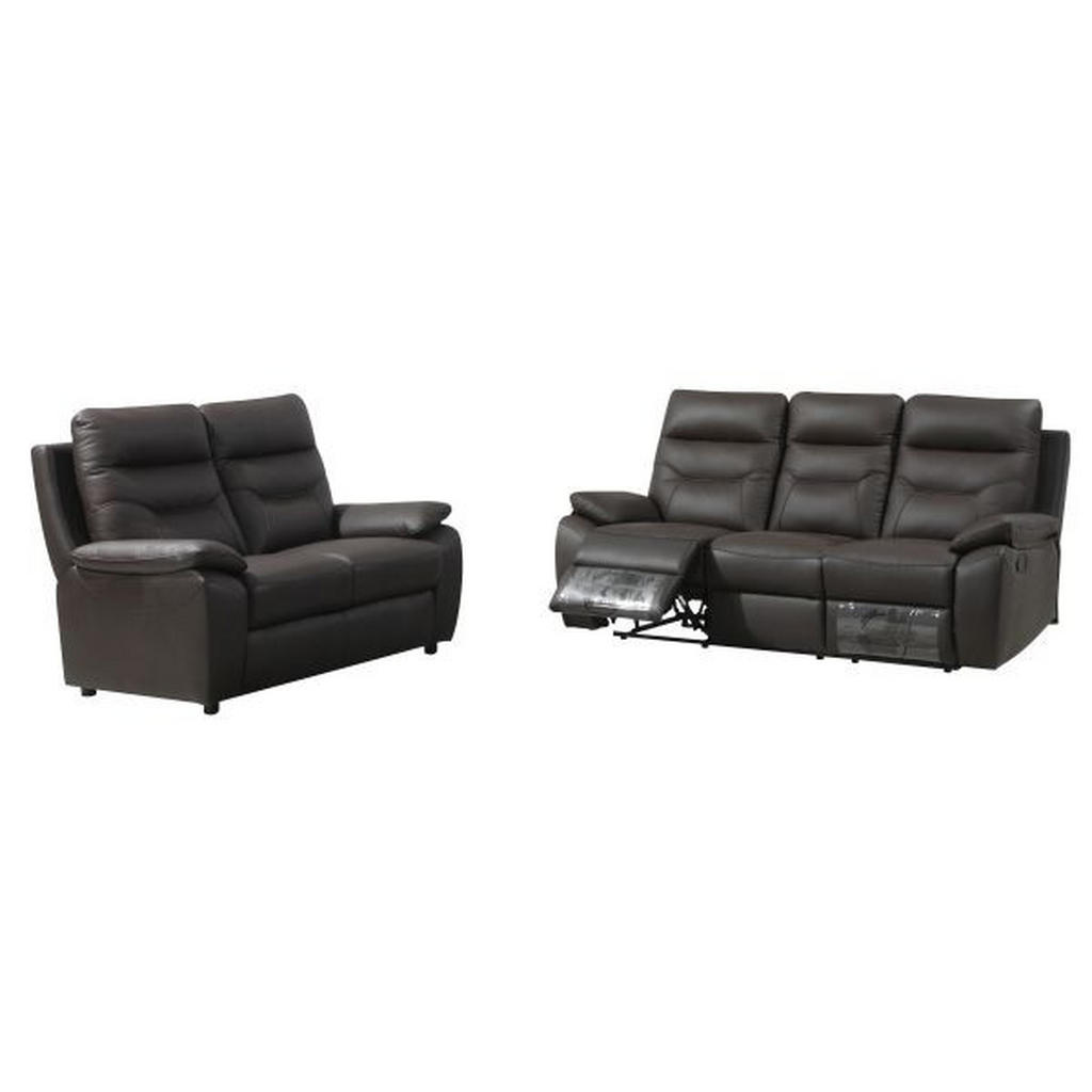 SET STOELEN, bruin echt leer