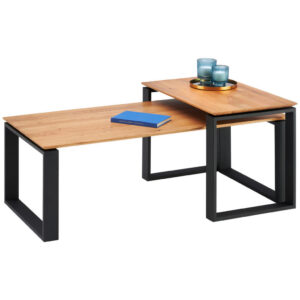 SET CLUBTAFELS, zwart, eikenkleur