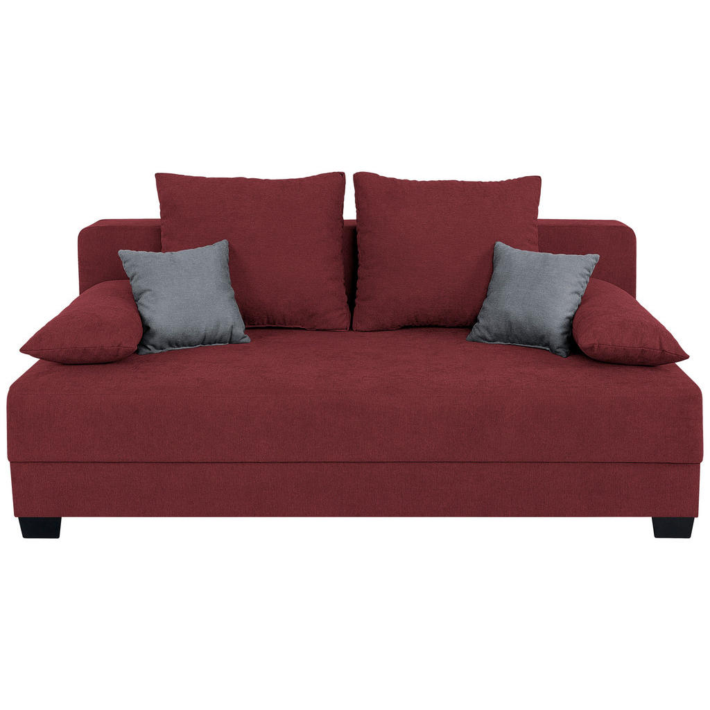 Mia bank met Schlaffunktion, rood houten materiaal, textiel