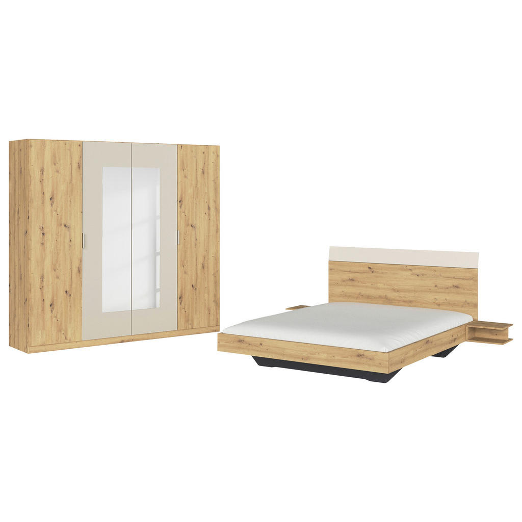 SLAAPKAMER, champagnekleuren, ambachtelijk eikenhout