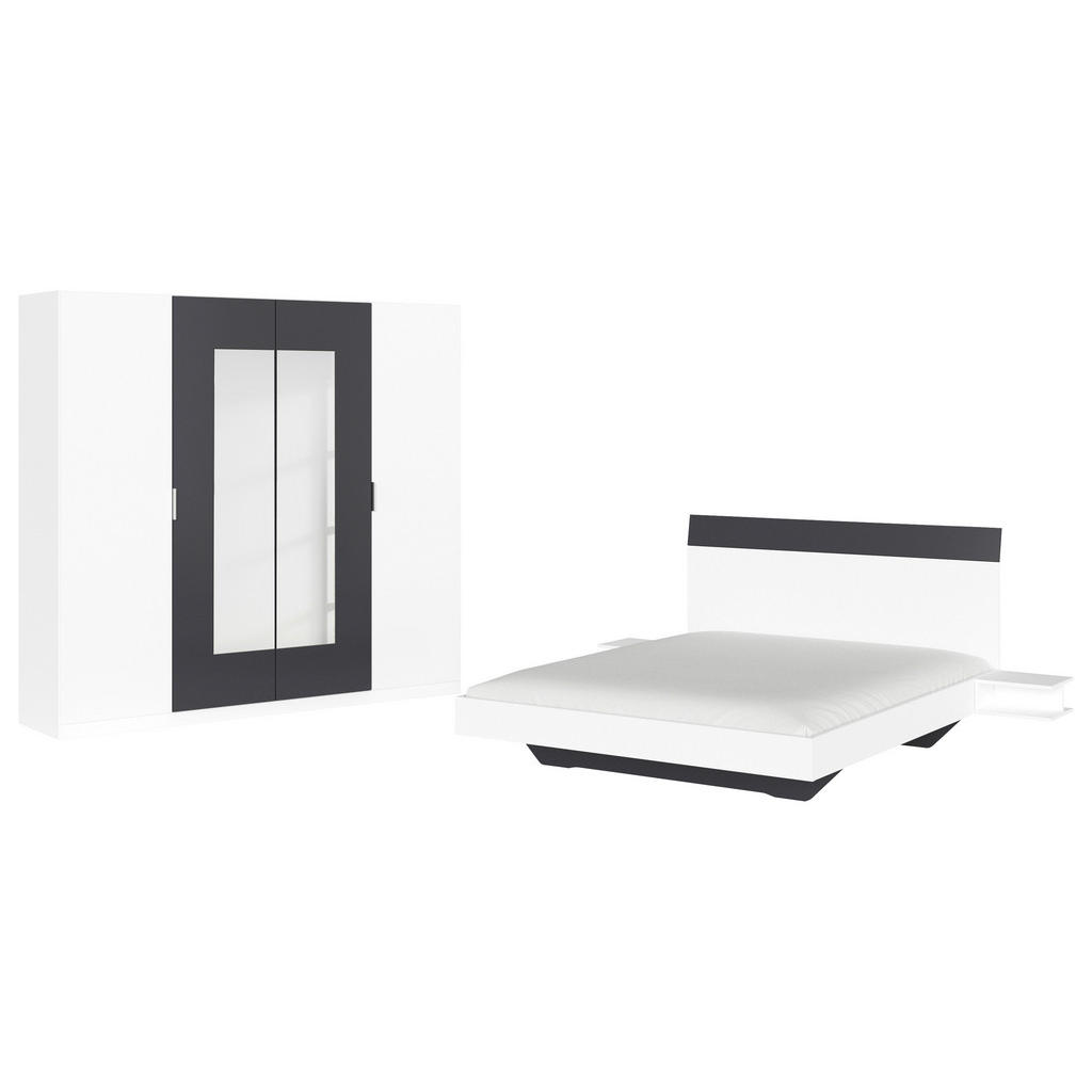 SLAAPKAMER, wit, donkergrijs
