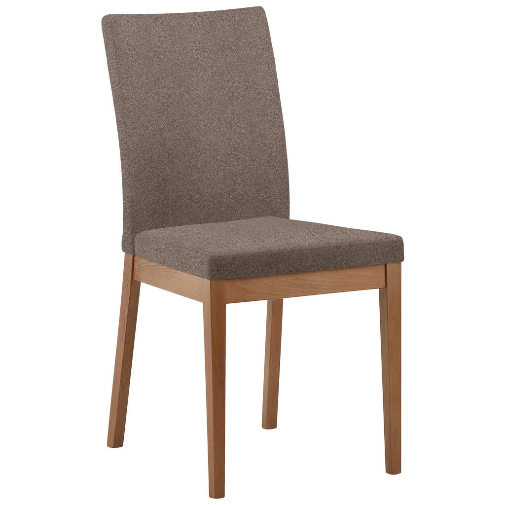 STOEL, hout, bruin textiel, eikenkleur