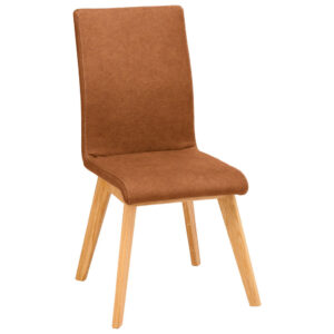 STOEL, hout, cognackleurig textiel