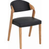 STOEL, hout, leer, zwart, eikenkleur