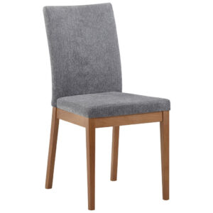 STOEL, hout, grijs textiel, eikenkleur