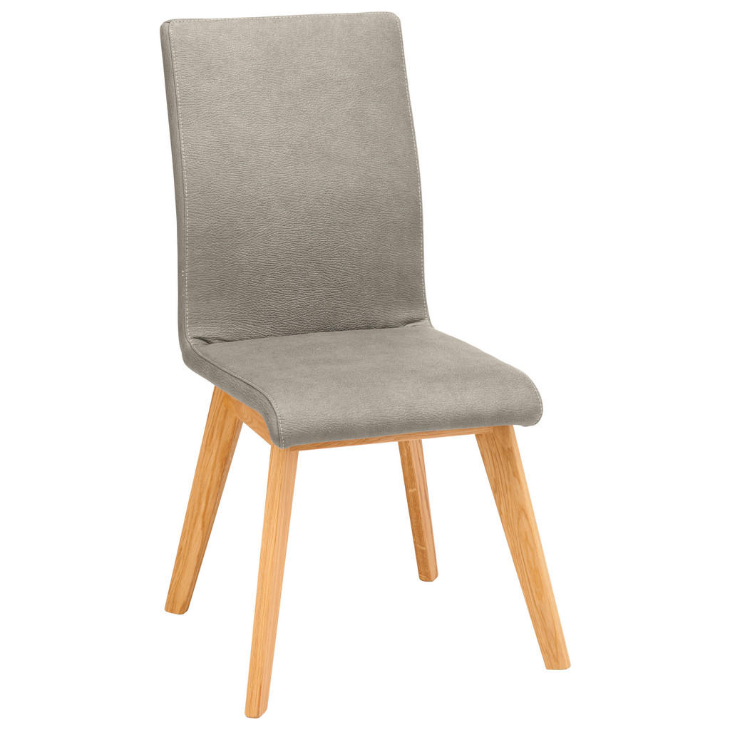 STOEL, hout, grijswit textiel