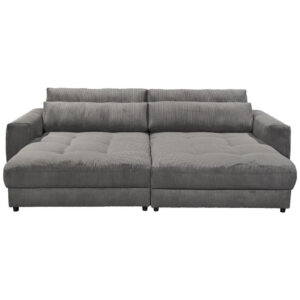 GROTE BANK, antraciet textiel, houtmateriaal