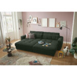 GROTE BANK, donkergroen textiel, houten materiaal thumbnail 2