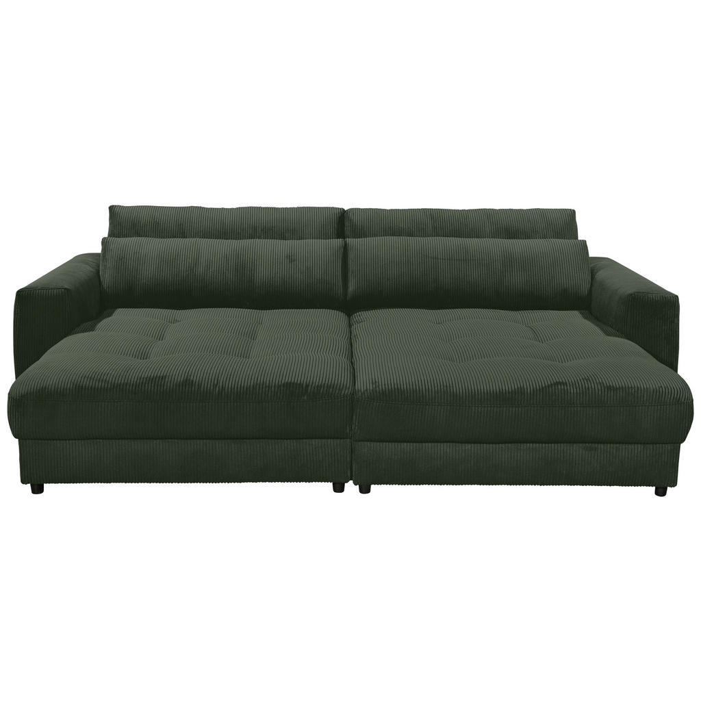 GROTE BANK, donkergroen textiel, houten materiaal