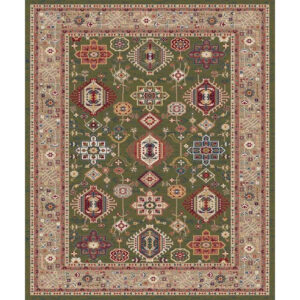 VINTAGE TAPIJT 200/285 cm geweven groen, wit
