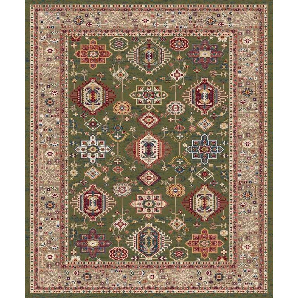 VINTAGE TAPIJT 200/285 cm geweven groen, wit