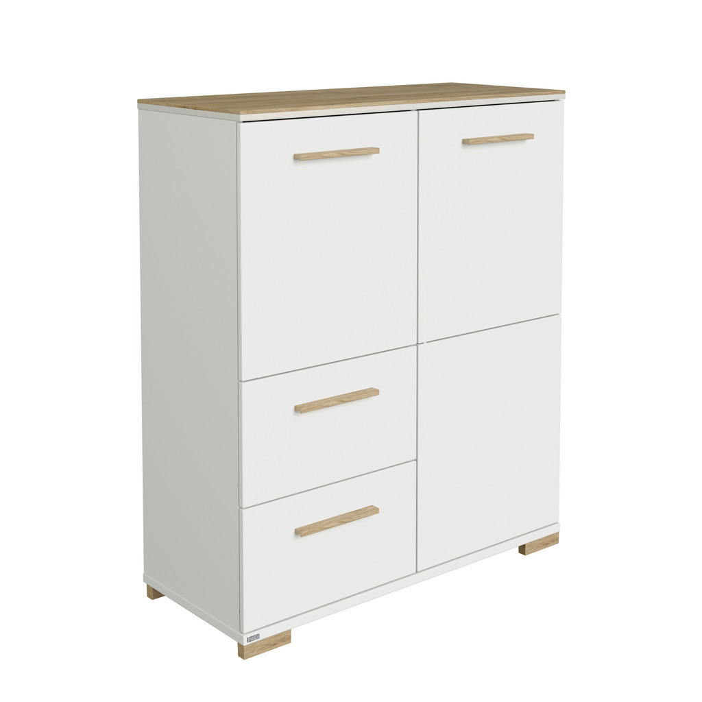 HOGE KIST, wit, eikenkleur