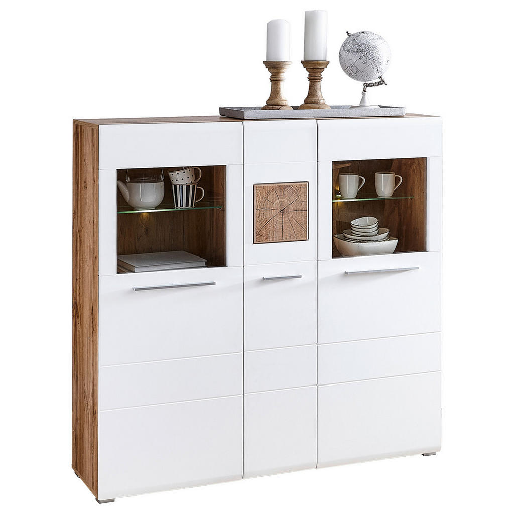 HOGE KIST, wit, eikenkleur
