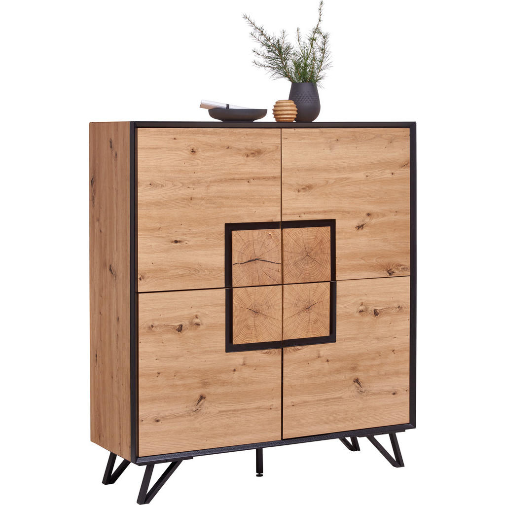 HOGE KIST, zwart, eikenkleur