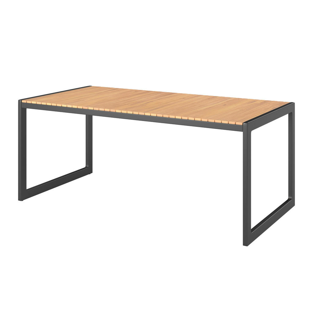 TUINTAFEL hout, natuurlijke kleur metaal, zwart
