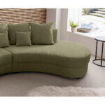 Woonlandschaft incl. Hocker, geribd จamet olijfgroen thumbnail 5