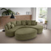 Woonlandschaft incl. Hocker, geribd จamet olijfgroen