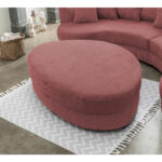 Woonlandschaft incl. Hocker, geribbeld koraalkleurig tapijt thumbnail 5