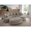 Woonlandschaft incl. Hocker, geribbeld ถamet grijsbruin