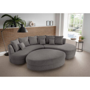 Woonlandschaft incl. Hocker, geribbeld ถametgrijs