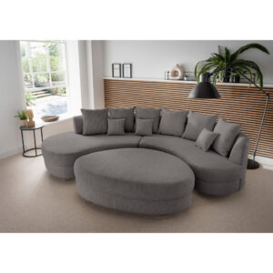 Woonlandschaft incl. Hocker, geribbeld ถametgrijs