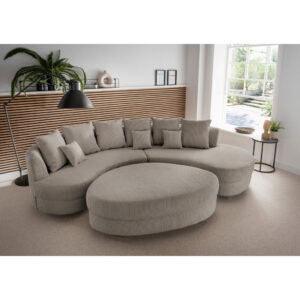 Woonlandschaft incl. Hocker, geribbeld ถamet grijsbruin