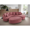 Woonlandschaft incl. Hocker, geribbeld koraalkleurig tapijt