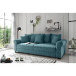 BANK MET BEDFUNCTIE, azuurblauw textiel thumbnail 2