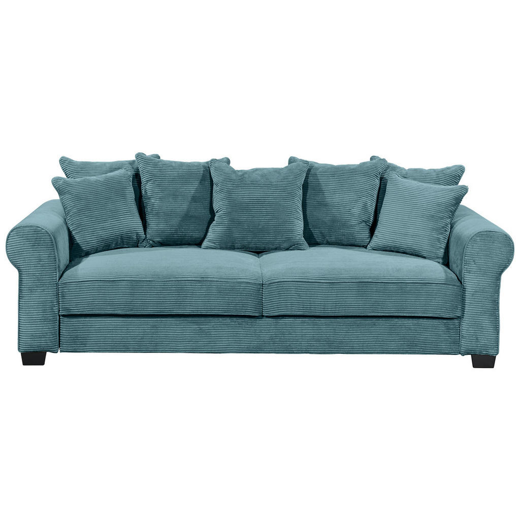 BANK MET BEDFUNCTIE, azuurblauw textiel