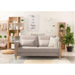 BANK MET BEDFUNCTIE, beukenkleur, wit hout, textiel thumbnail 2