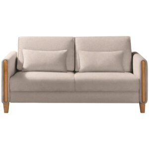 BANK MET BEDFUNCTIE, beukenkleur, wit hout, textiel