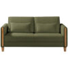 BANK MET BEDFUNCTIE, beukenkleur, olijfgroen hout, textiel