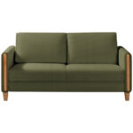 BANK MET BEDFUNCTIE, beukenkleur, olijfgroen hout, textiel thumbnail 5
