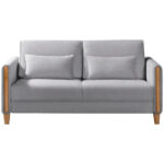 BANK MET BEDFUNCTIE, beukenkleur, lichtgrijs hout, textiel thumbnail 1